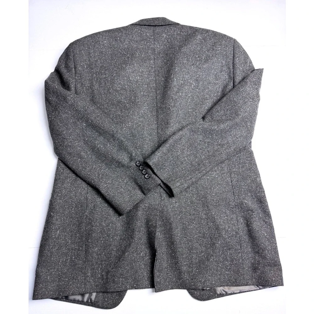 John Bartlett Mens 42R Blazer Charcoal Grey Salt Pepper Two Button Sport Coat